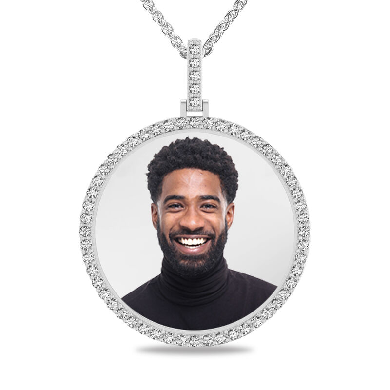 Lab Grown Diamond Bar 1 1/4ctw Round Pendant in 10K White Gold image number null